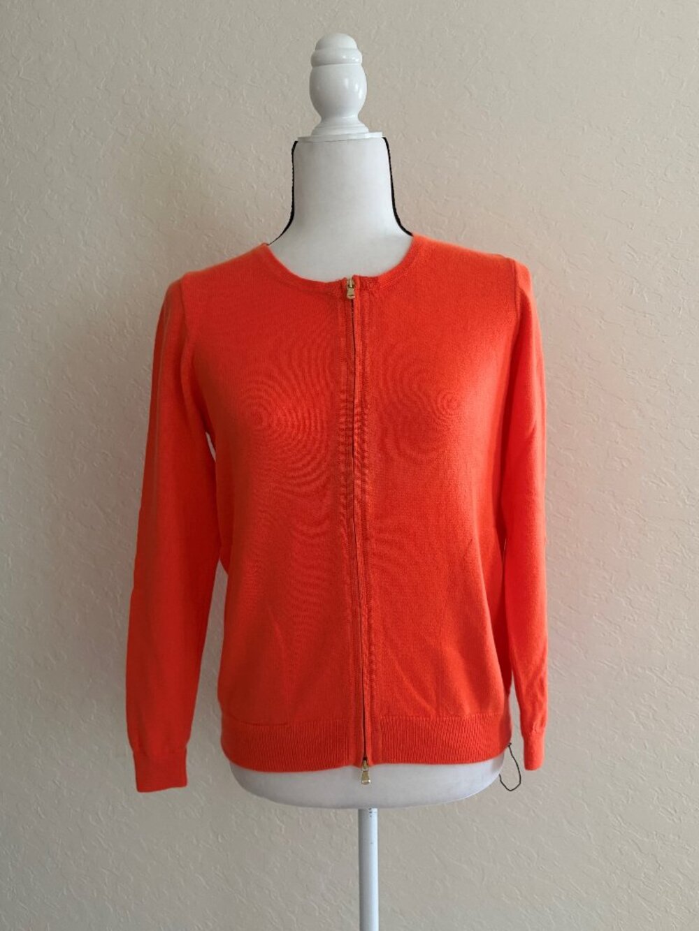 J Crew Cashmere Cardigan M Orange Full Zip